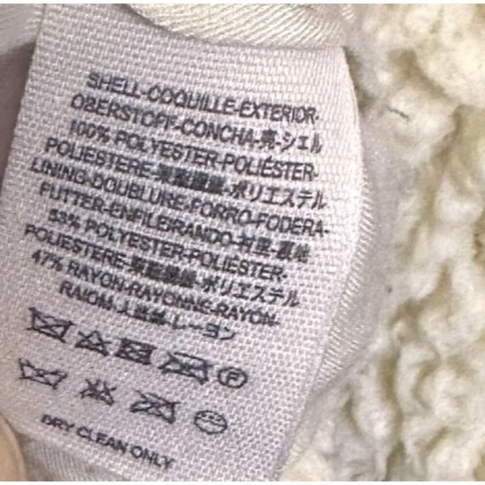 Free People Teddy Sherpa Pea Coat Oatmeal XS Cozy & Soft Double Breasted Jacket - Picture 11 of 11